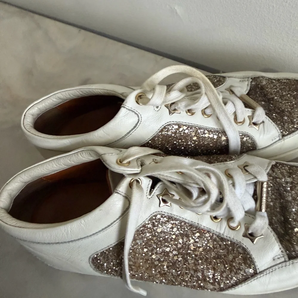 Jimmy Choo Stylish Glitter Sneakers size 8.5